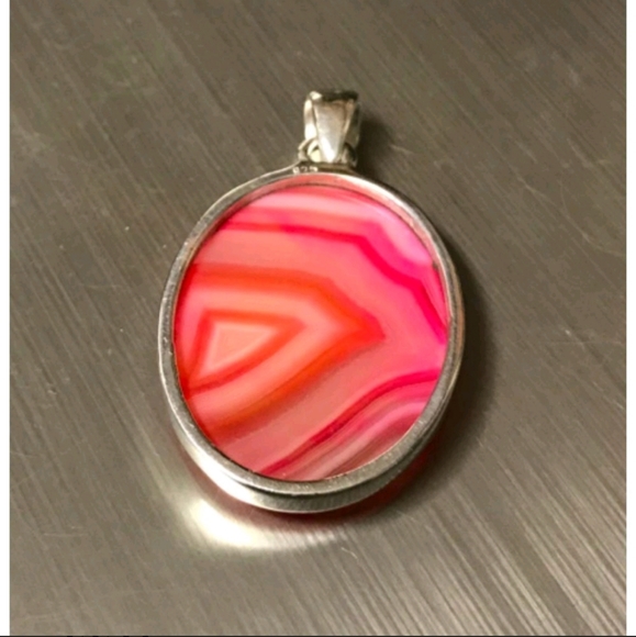 Agate Stone and Sterling Silver Pendant - Picture 3 of 3
